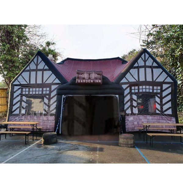 

bespoke 10x6m traditional english local inflatable bar pub with 2 entrances full printing irish pubs for party