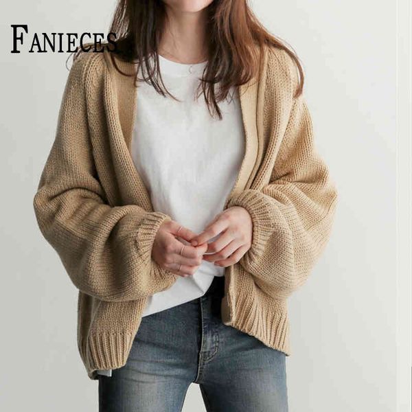 

autumn casual loose open stitch woman sweaters short knit cardigan sweater long sleeve jacket women sweater 210520, White