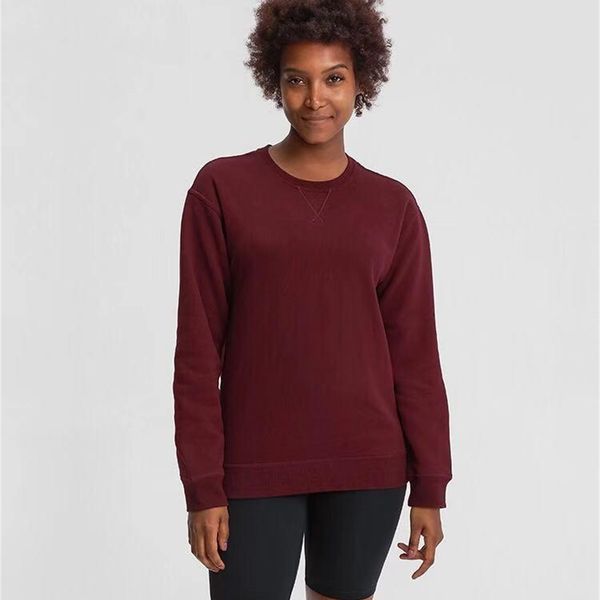 

l015 long sleeve crew terry round neck sweater gym women fitness t shirt woman yoga womens gym sport wear women running top, White