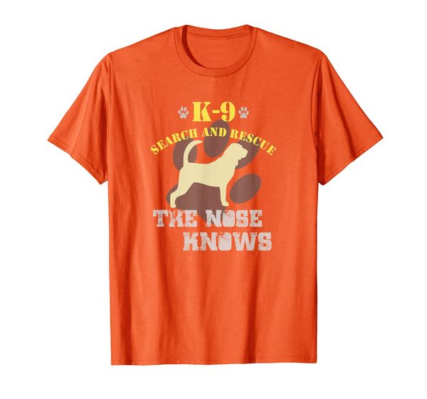 

k9 search rescue team bloodhound tracking sar t-shirt, White;black