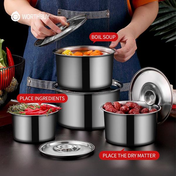 

bowls worthbuy mixing sets with lids stainless steel tableware whisking bowl dinnerware salad saucepan cookware bakeware