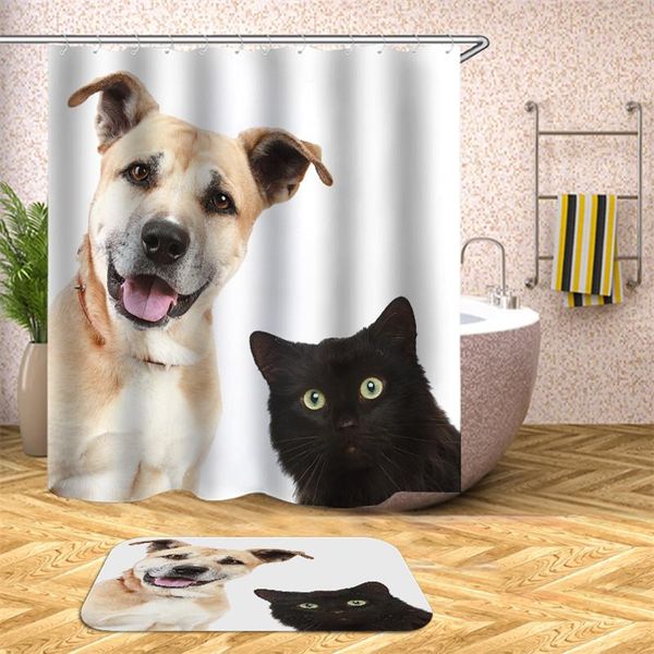 

fun shower curtain home decoration waterproof cat dog 3d bathroom for furniture curtains