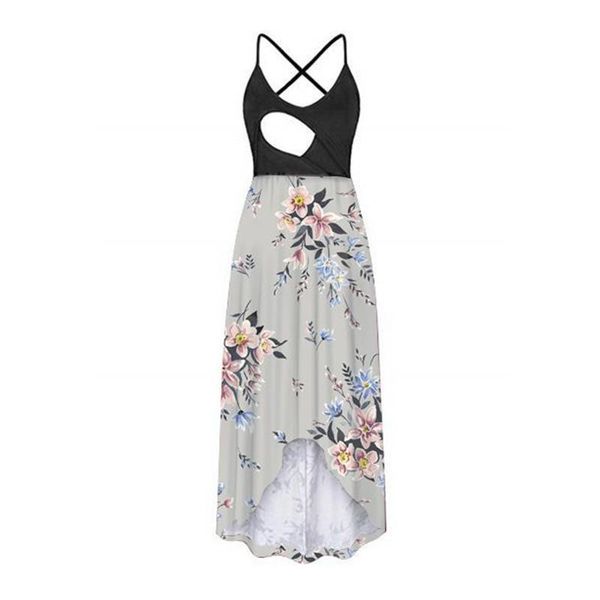 

maternity dresses women's breastfeeding v-neck floral solid women printings nursing skirt summer sleeveless dress for pregnant, White