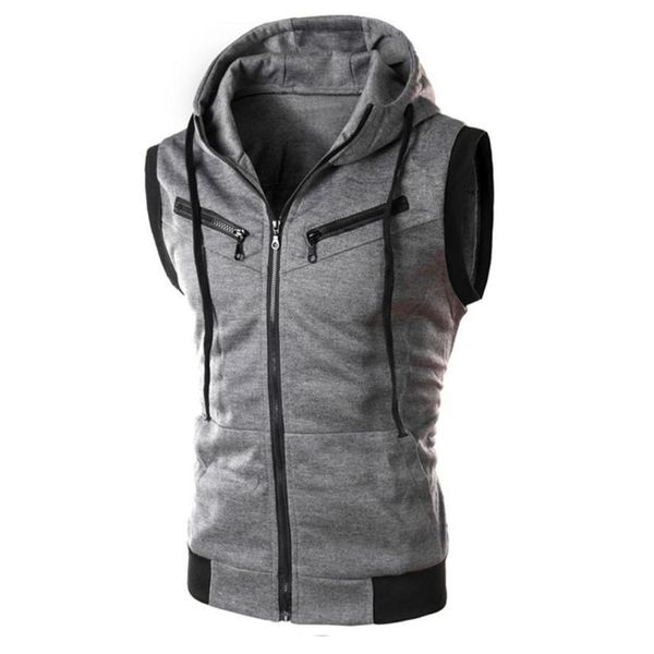 

men's svels zipper et, hooded vt, color block fitns, sportswear, running, street clothing 2021, Black;white