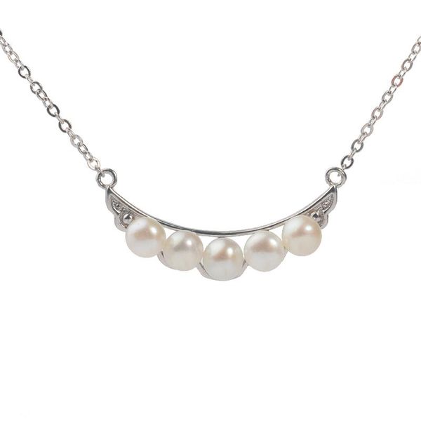 

chain necklace 5-6mm moon style rearl pearl pendant necklaces, Silver
