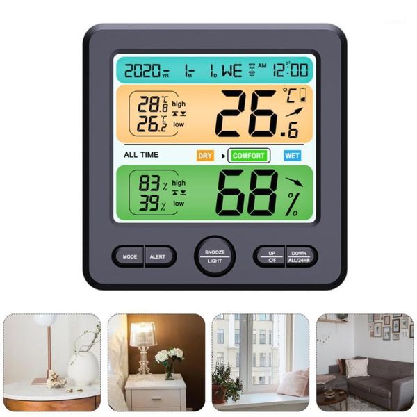 

storage bottles & jars 1pc high precision wall mount electric hygrothermograph clock with battery