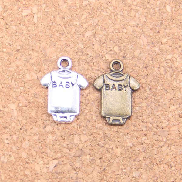 133 шт. Старинная серебряная бронза Baby Baby Oneie Coverall Ткань Подвески Подвеска DIY Ожерелье Браслет Браслет Браслет 17 * 12 мм