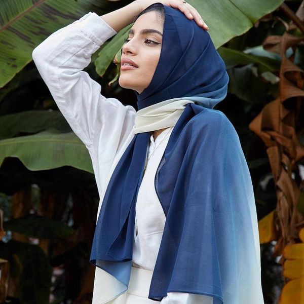 

two-tone color plain bubble chiffon solid shawls headband beach hijab summer muslim wraps scarves/scarf 10pcs scarves, Blue;gray