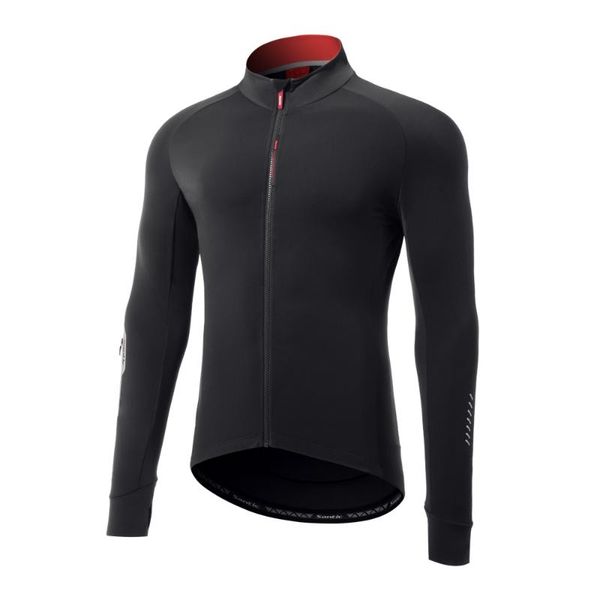 

racing jackets santic cycling jacket jersey long sleeves autumn fleece keep warm road bike mtb, Black;red