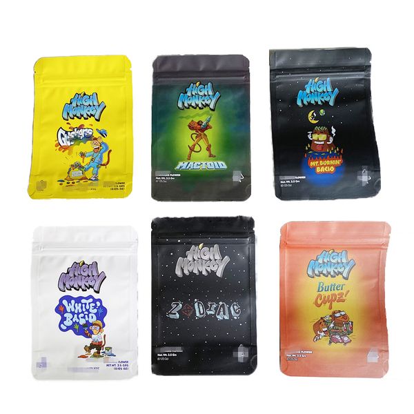 

2021 doja rice treats mylar bag 3.5g dry flower edibles gummies packaging resealable zipper lax high monkey c lakers venom og zookies candy