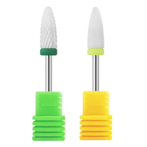 

nail drill & accessories 2pcs cone tip ceramic bits electric cuticle clean rotary for manicure pedicure grinding head sander tool, yellow gr