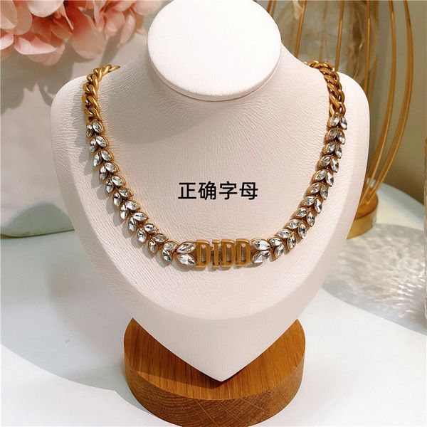 

wind d family bronze rhinestone wheat ear letter neck chain fashion versatile antique copper necklace clavicle chain1, Silver