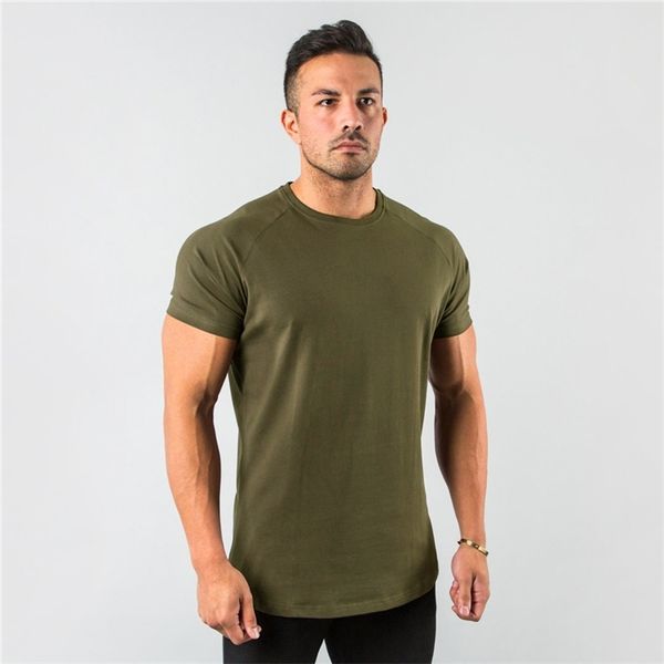 New Elegante Plain Tops Fitness Mens T Shirt Manga Curta Muscle Bodybuilding Tshirt Tshirt Macho Gym Roupas Slim Fit Tshirt 210329