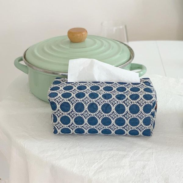 Caixas de tecido guardanapos de bordado japonês caixa de tecido de jeans de jeans de luxo de luxo casas de jantar decorações de salas de jantar cesta de armazenamento