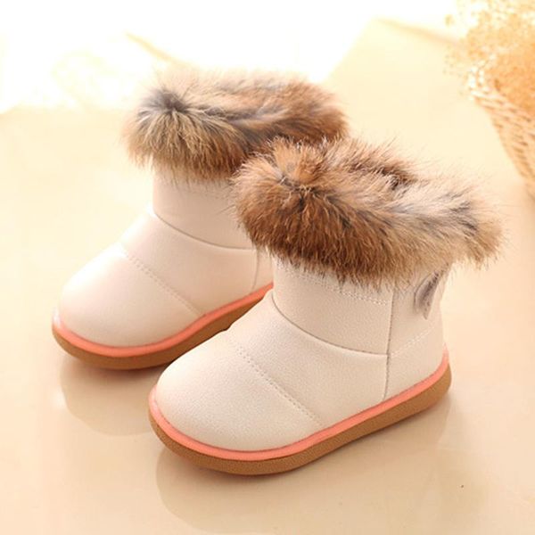 

boots cozulma children warm boys girls winter snow with fur 1-6 years kids soft bottom shoes, Black;grey