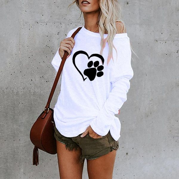 

women's t-shirt 2021 spring women lovely heart print t shirt oversized ladies tee clothes long sleeve casual o-neck 5xl large size top, White