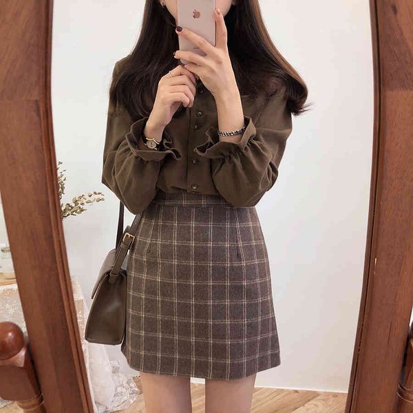 

south korea retro chic girl heart agaric edge doll collar shirt long sleeve shirt, summer, fall, easing students render unlined 210522, White