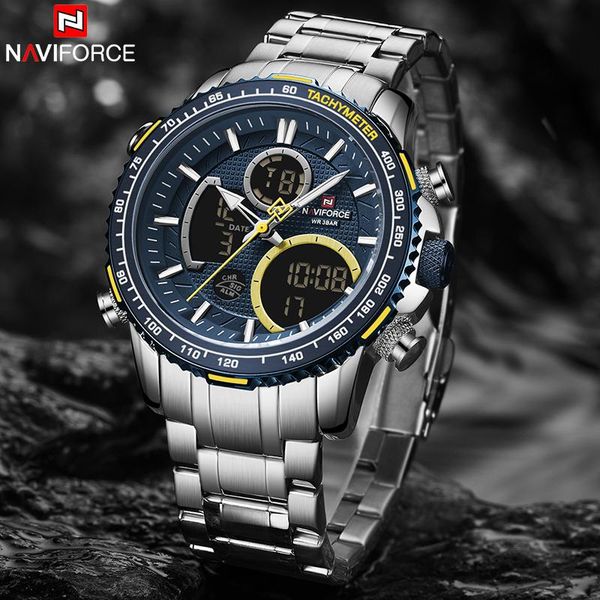 

wristwatches brand naviforce luxury men watches quartz watch male military fashion chronograph sports wristwatch clock relogio masculino, Slivery;brown