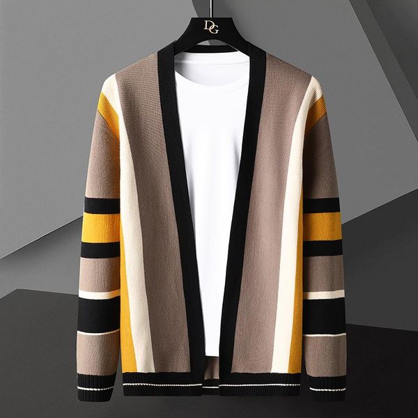 

men's sweaters fall winter contrast knit cardigan men wool sweater coat plus size mens cardigans korean male jacket, White;black