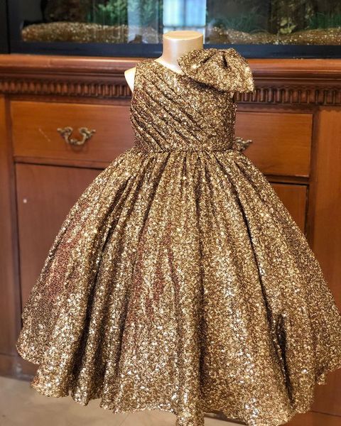

2021 sparkly bow sequined ball gown flower girl dresses fashion tulle elegant lilttle kids birthday pageant weddding gowns zj01, White;blue