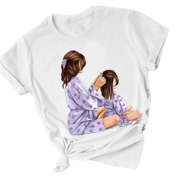 

women's t-shirt t-shirts mother's day cartoon moral print fashion aesthetic short-sleeved casual woman manga corta, White