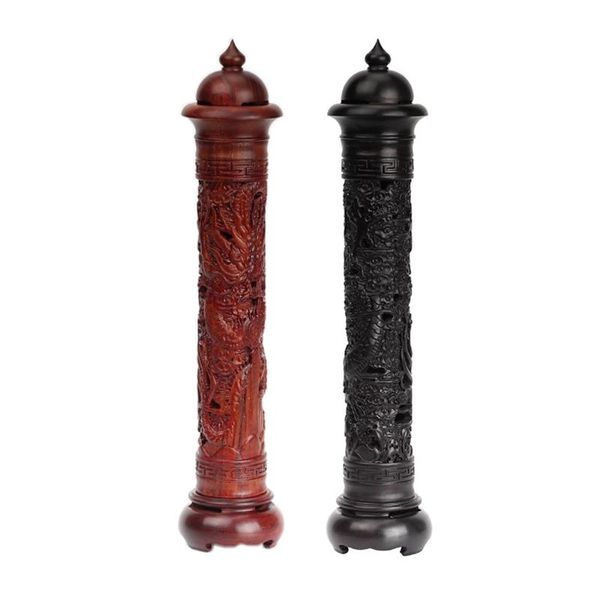 

fragrance lamps ebony sour twig wood carved dragon vertical incense burner handmade censer furnace burne