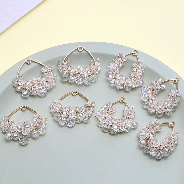 

charms white crystal woven teardrop-shaped hollow fairy beauty retro pendant diy handmade jewelry earrings accessories material, Bronze;silver