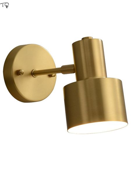 

wall lamp nordic gold luste copper led pull switch simple adjustable sconces light fixtures toilet living room bedroom bar