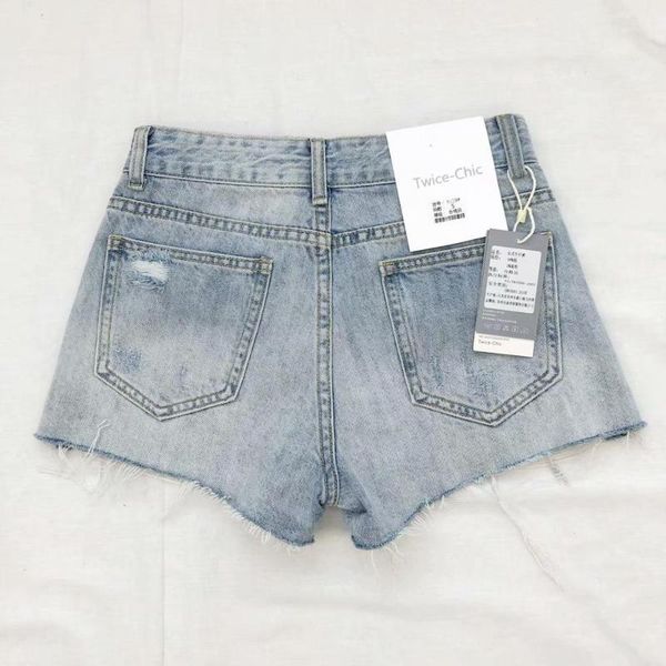 

women's jeans fashion high waisted slim water wash short, Blue