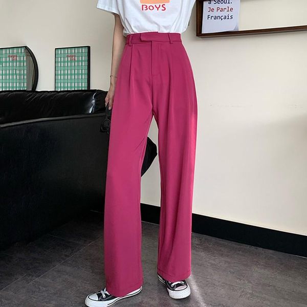 

women's pants & capris women casual arrival 2021 autumn korean style streetwear solid color all-match loose ladies straight trousers w6, Black;white