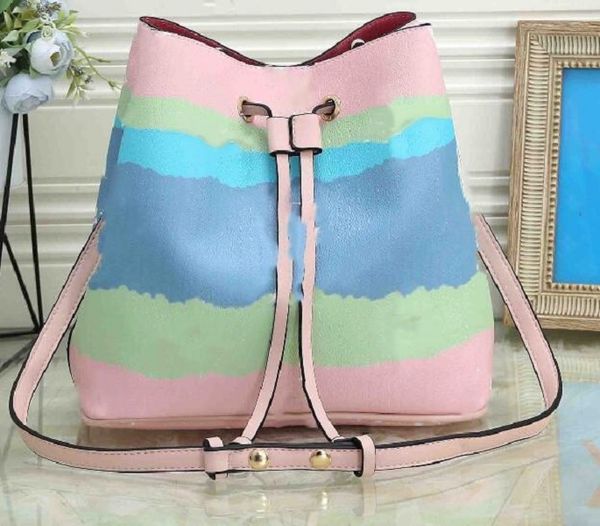 

women luxurys designers bags bucket bag tie-dye printing cherry blossom pink handbag designer shoulder messenger outdoor