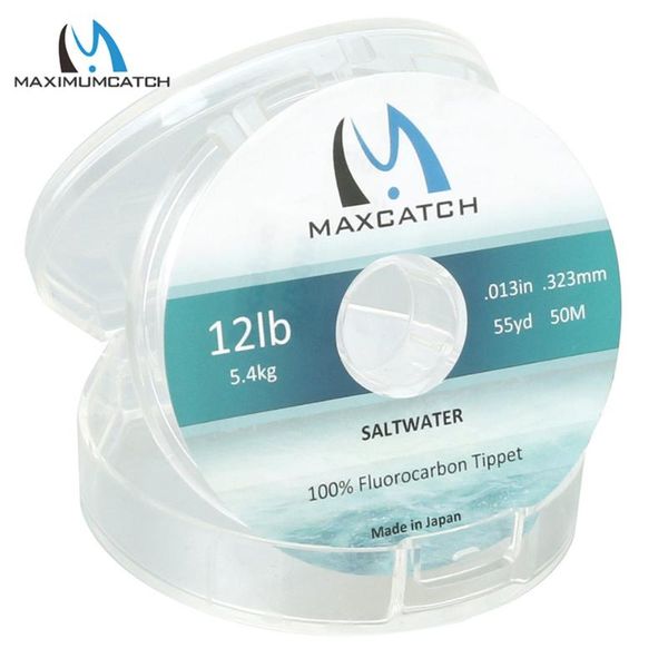 

maximumcatch 100% fluorocarbon saltwater tippet line clear color 50m 12lb/16lb/20lb fishing braid