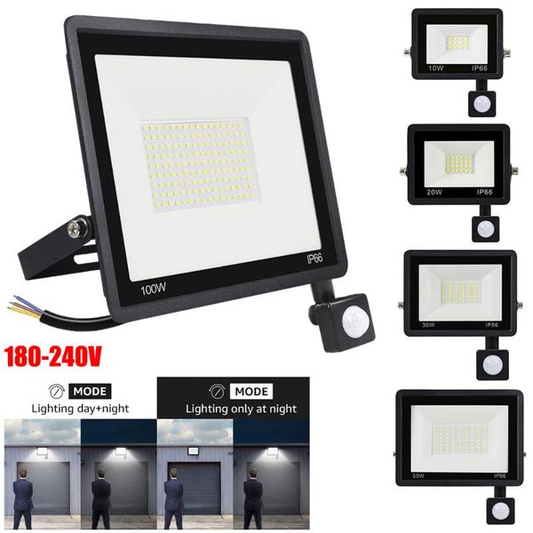 

floodlights outdoor pir motion sensor led flood lights ip66 waterproof security lamp 6000k spotlight exterior for yard backyard