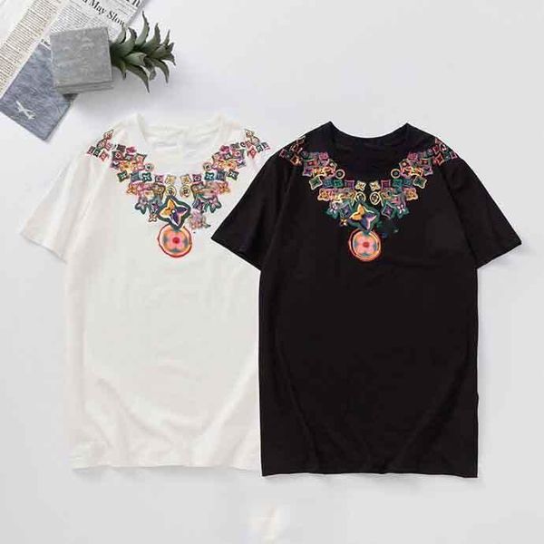 

men's women designer language letter printed classic t-shirts fashion casual short sleeve mens round neck tees with more colors an, White;black