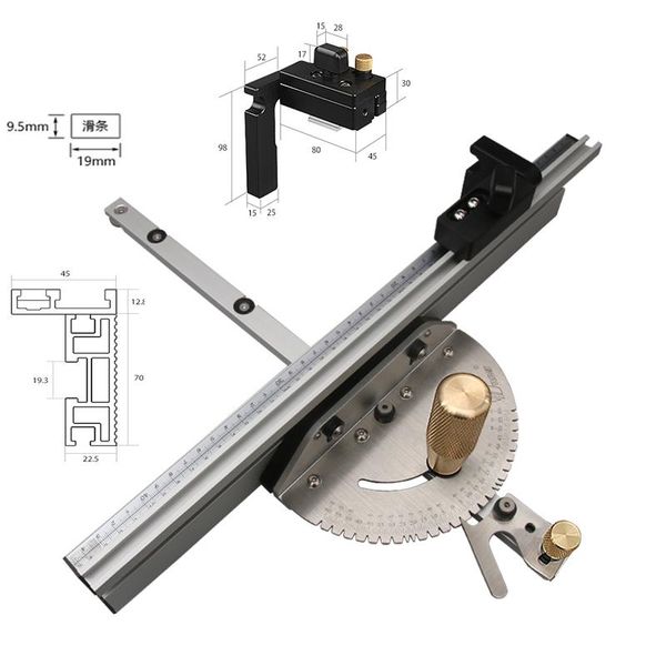 

professional hand tool sets woodworking miter gauge and box joint fixture kit t-shaped track groove angle plate with adjustable flip s f