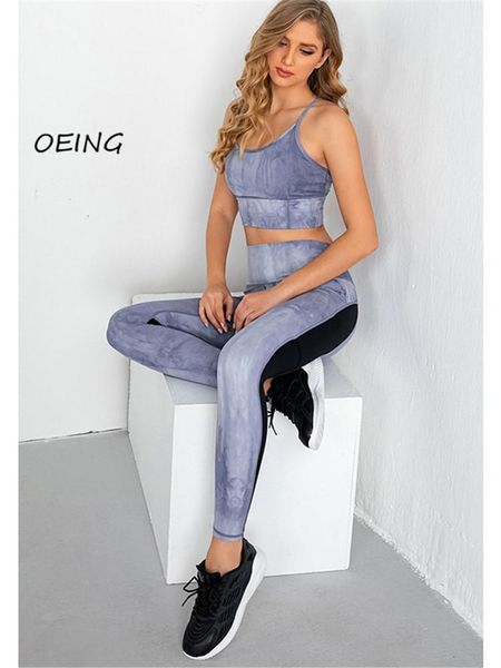 

yoga outfit lounge wear set tie dye gym women 2 piece workout clothes for sport plus size