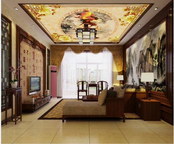 Обои восемь лошадей Красочные потолки росписи гостиная кабинет спальня потолочные обои De Parede 3D