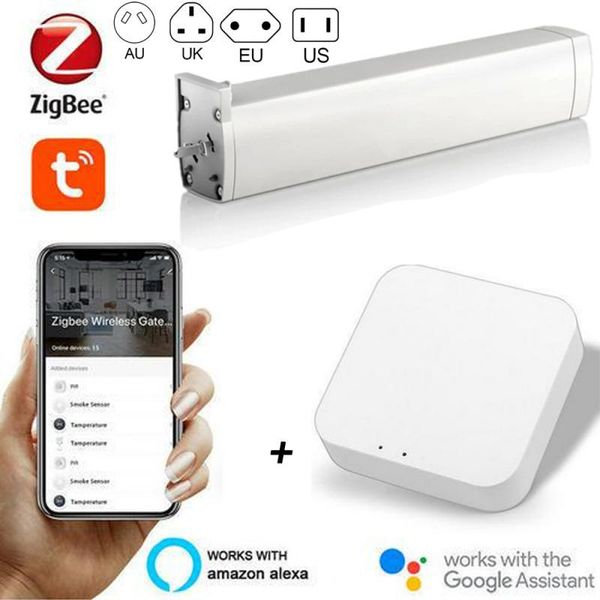 

smart home control tuya zigbee electric curtain motor app remote auto motorized voice work with alexa google