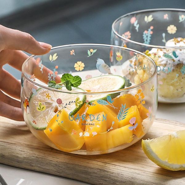 

bowls creative dessert bowl salad transparent glass fruit pudding ice cream yogurt