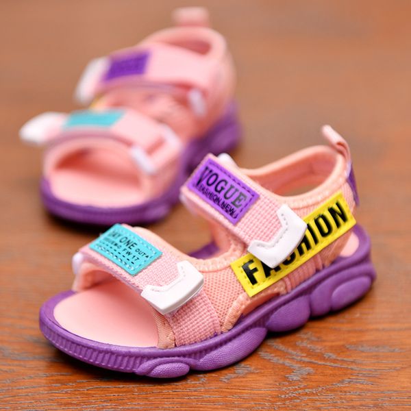 

summer baby sandals for girls boys soft bottom cloth children shoes fashion little kids beach sandals toddler shoes patchwork, Black;red