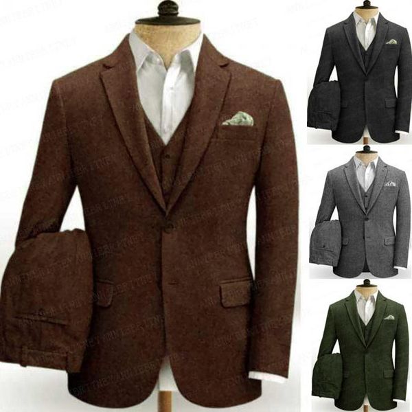 

men's suits & blazers brand latest classic brown mens tweed 3 piece custom bridegroom wedding prom suit tuxedo winter business blazer v, White;black