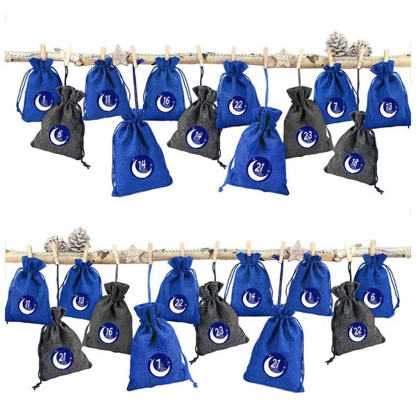 

christmas decorations 24pcs gift bag decoration candy bags pattern packing 1-24 advent calendar bundle cotton linen