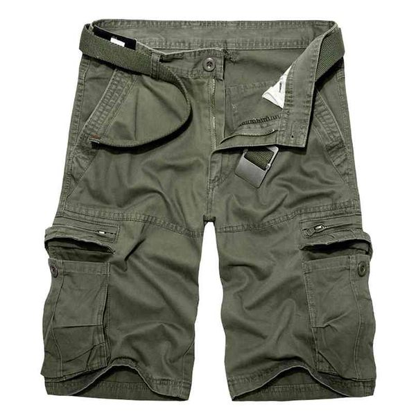 

mens military cargo shorts summer army green cotton men loose multi-pocket homme casual bermuda trousers 40 210716, White;black