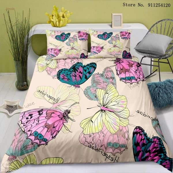 

bedding sets butterfly colorful bedspread quilt cover pillowcase single double  king size bed luxury linen