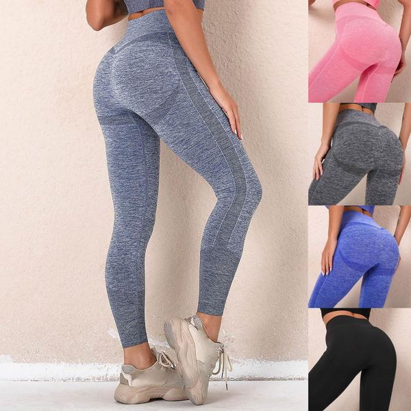 

yoga outfit fashion pants women's pure color hip-lifting sports fitness running high-waist mallas deporte mujer