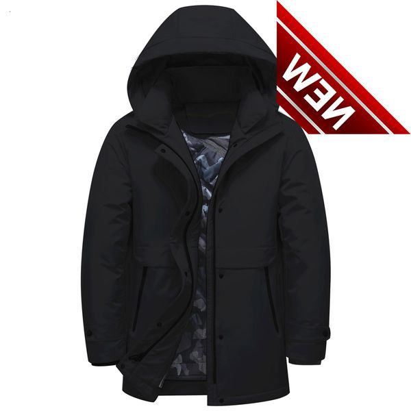 

brand 90% white duck down liner detachable men jacket winter hooded thick warm coat mens black parkas