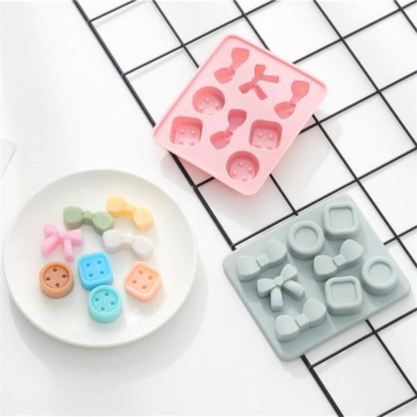 

cute bow and button shape silicone cake mold candy fondant 3d soap mould sugar craft bakeware tools