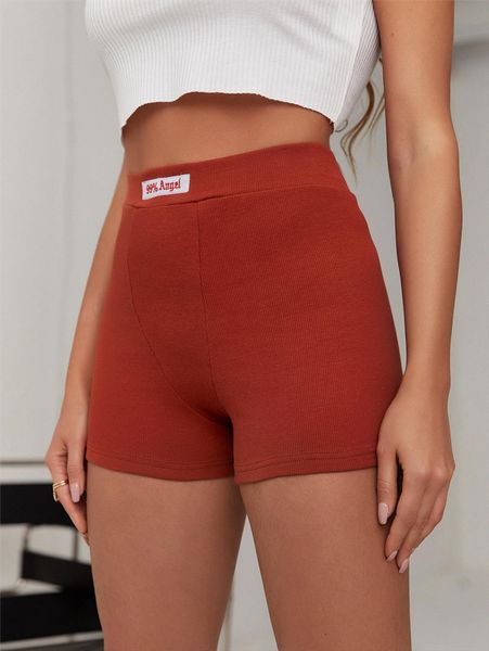 

sports brick red knitted womens short elastic high waist letters embroidery pattern sweatpants xs s m, White;black