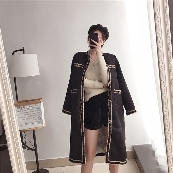 

women's trench coats elegant tweed female jacket 2021 autumn, Tan;black