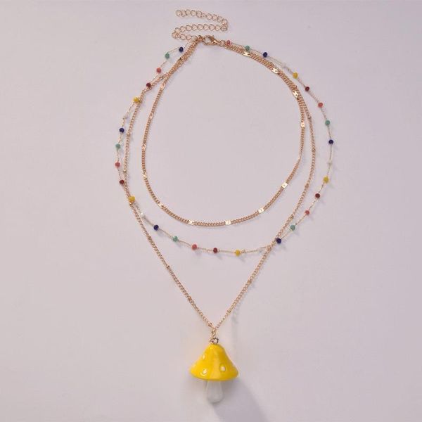 

pendant necklaces necklace women mushroom woman chain jewelry multilayer gold color trendy elegant metal collier, Silver